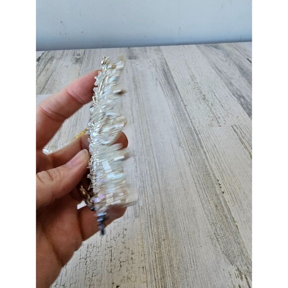 Vintage silver snowflake‎ beaded ornament star Xmas tree star with a gold top - Picture 9 of 11